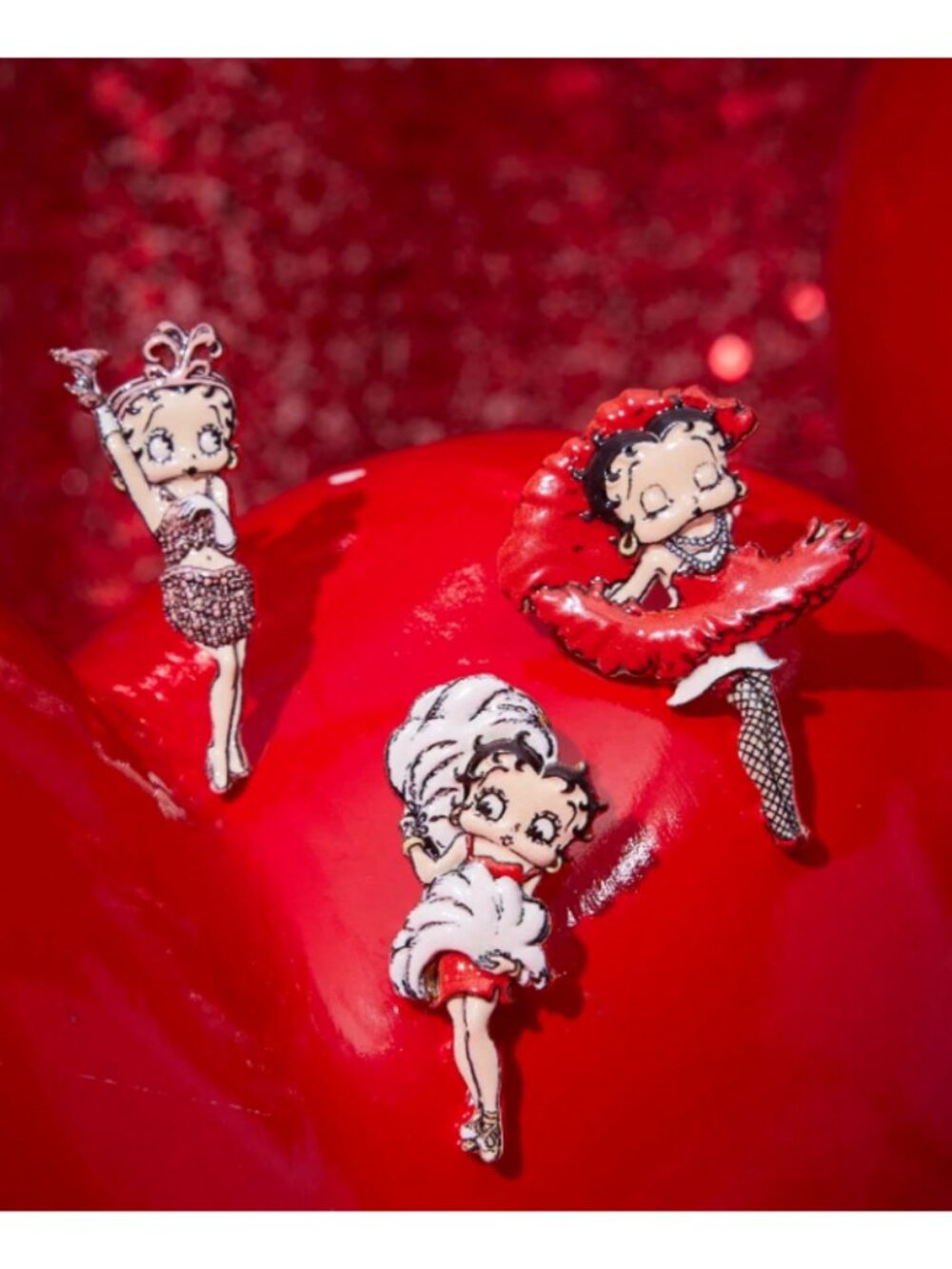 Betty Boop 3-Piece Enamel Brooch Pin Set – Vintage Cartoon Character Lapel Pins